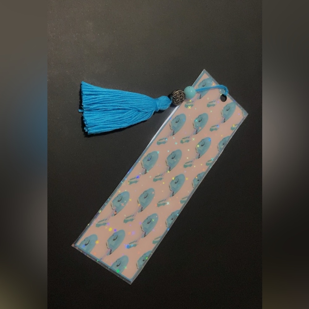 Blue Whale Pattern Bookmark with Tassel